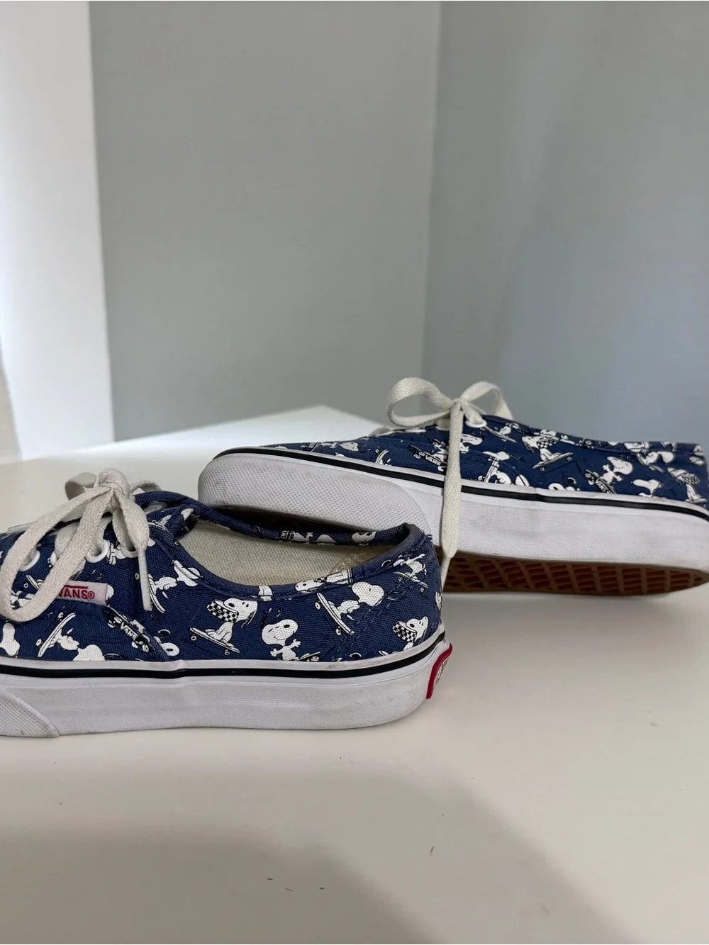 VANS x Peanuts Snoopy Navy Canvas Low Top Lace-Up Sneakers Unisex Kids 1.5